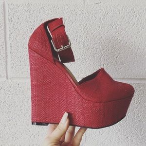 Nasty Gal Palmilla red platform wedges sz: 8 NWOB